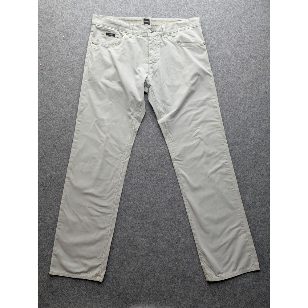 Hugo Boss Maine-10 Pants Mens 34 Regular Fit Light Gray Chino Trousers 34x32